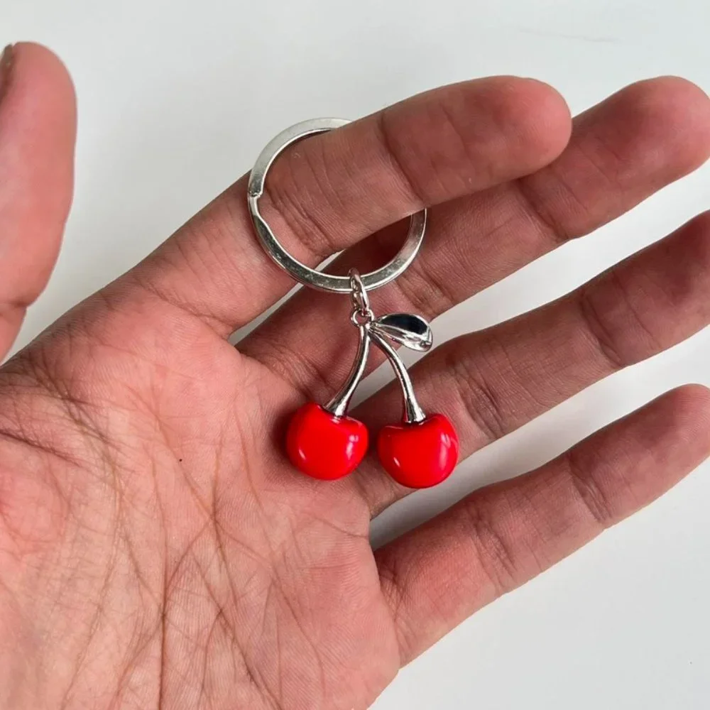 Y2K 2000s cute cherry pendant keyring for keychain